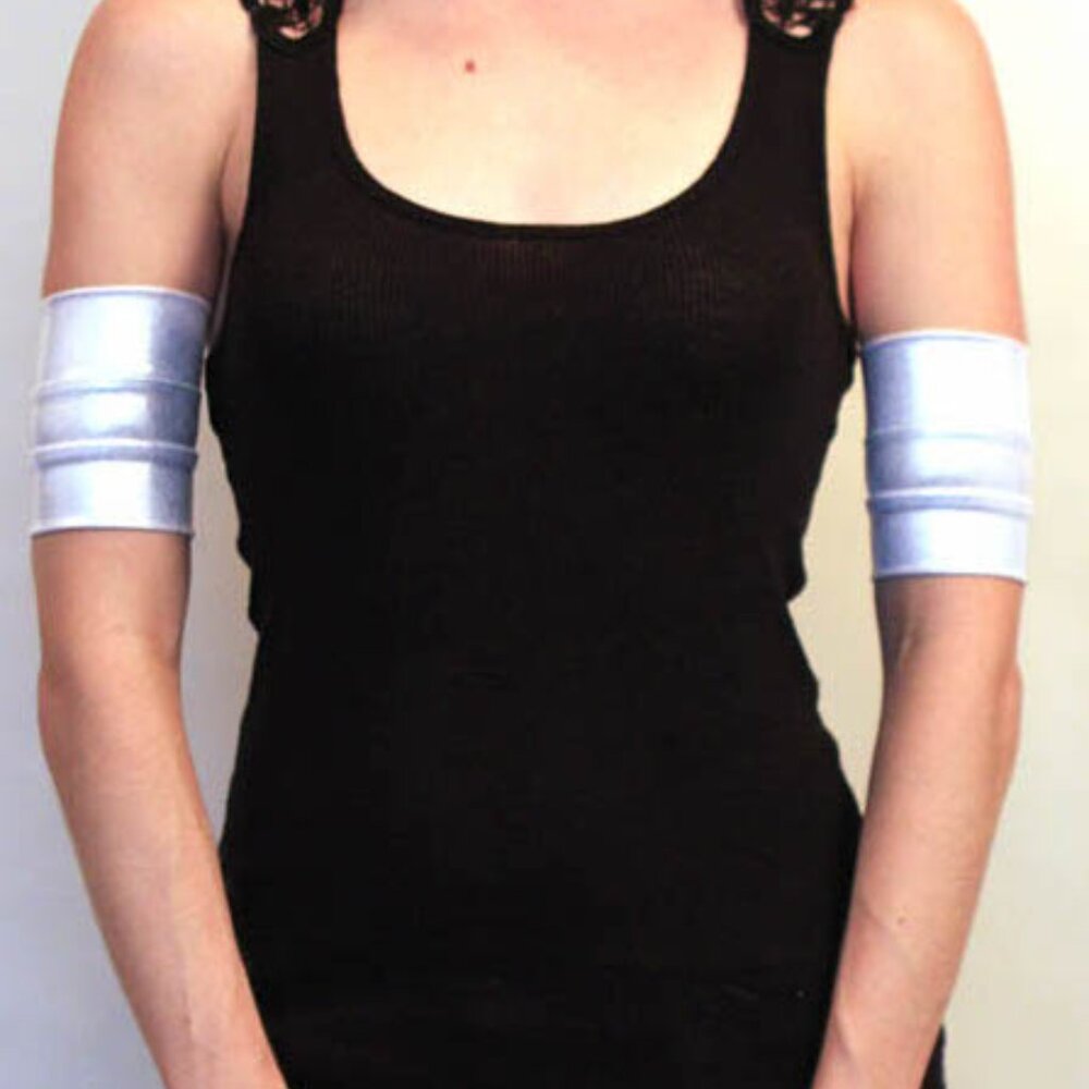 Holographic Arm Bands Silver Bicep Cuffs Shiny Cosplay UV Costume Wetlook Mens